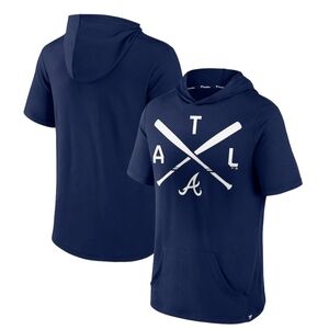 Fanatics Navy Blue ATL Short Sleeve Hoodie Tee